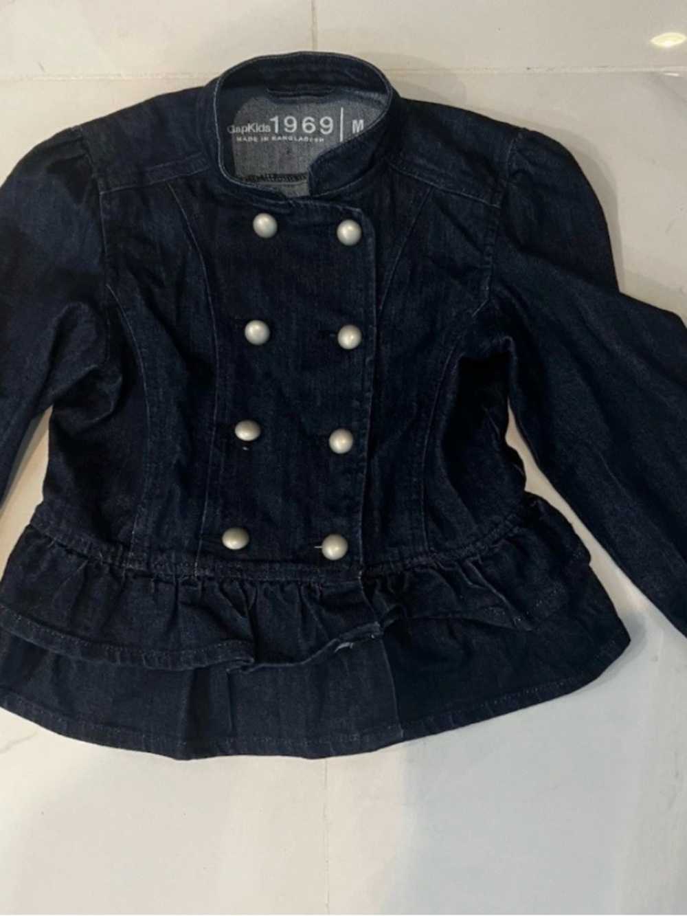 GAP Girls' Navy Denim Peplum Jacket size Medium 10-12